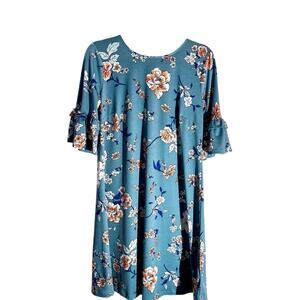 Jules & Leopold Womens Med Blue Floral Midi Dress